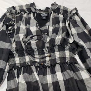 Black and white western blouse